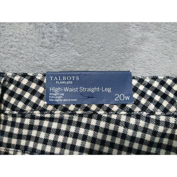 Talbots Pants Womens 20W Black White Plaid Flawless High Waist Straight Leg - Picture 7 of 10